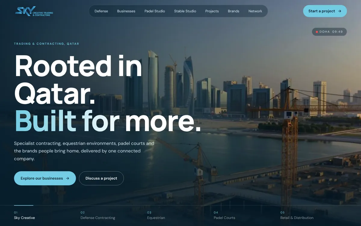 Website van Sky Creative